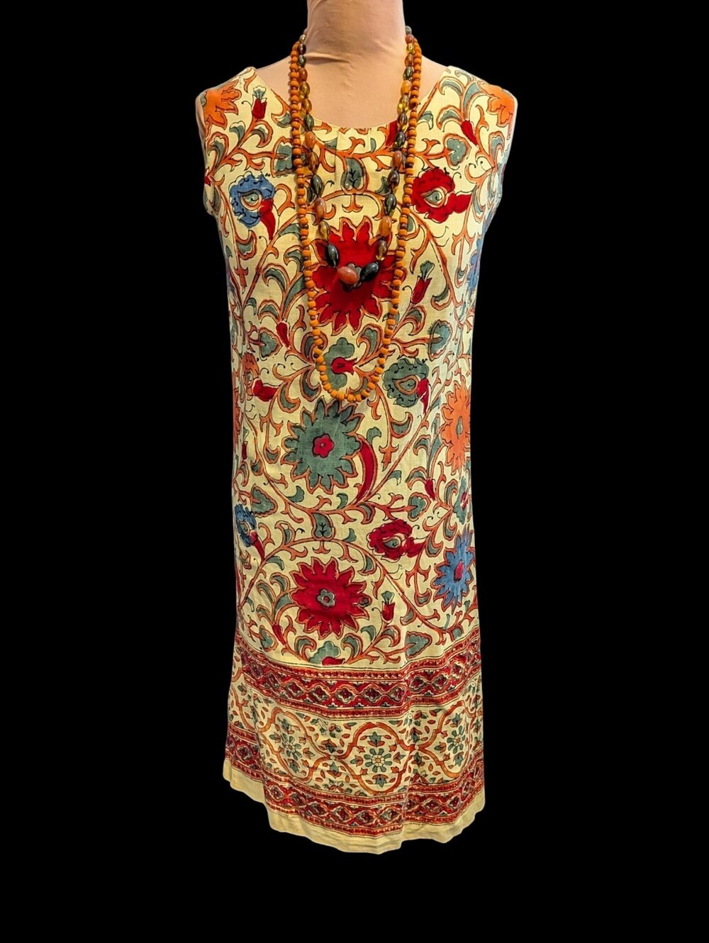 Vintage 60s India Cotton Tapestry Shift Dress XS/S